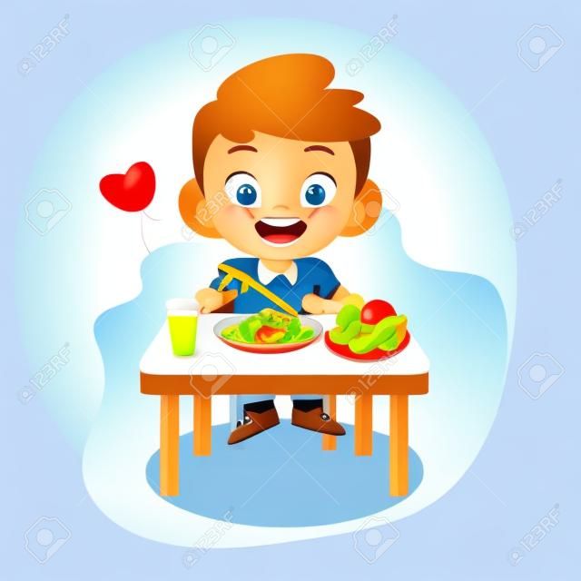 niño comiendo ilustración vectorial