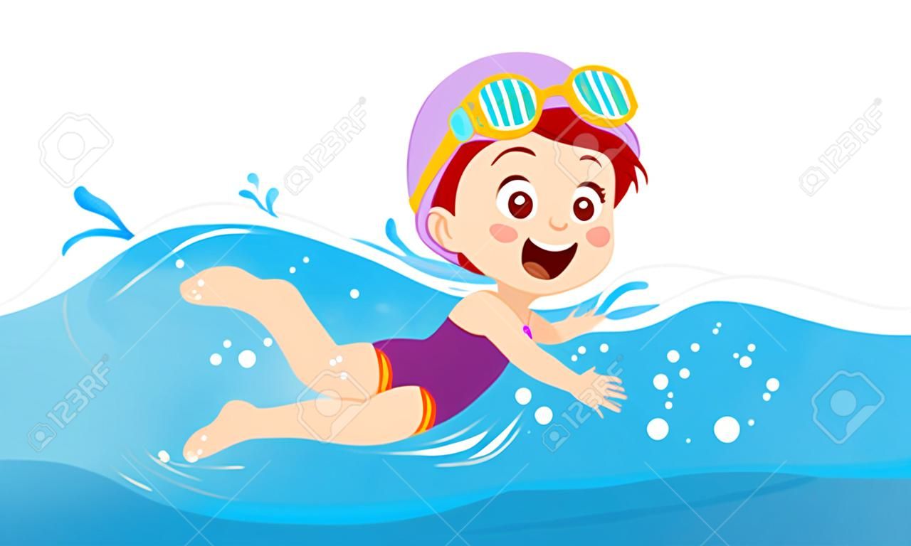lindo niño niña nadar bajo el agua en vacaciones de verano