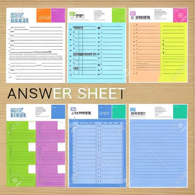 6 types of answer sheet ready to print for quiz night, examination, explanation, test.