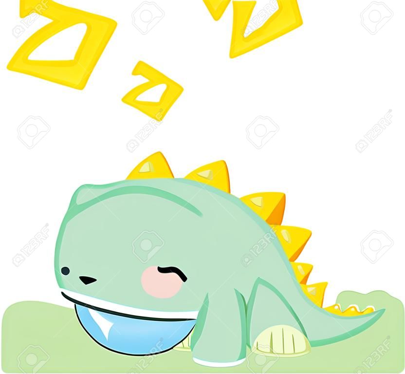 a cute baby dinosaur sleeping and drooling