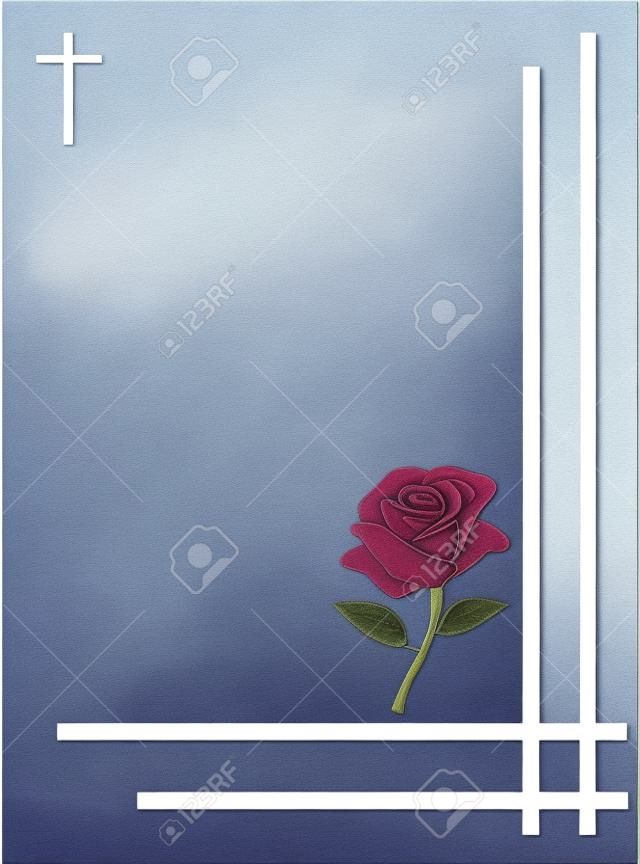 condolence card with rose to send to relatives or family with a funeral 