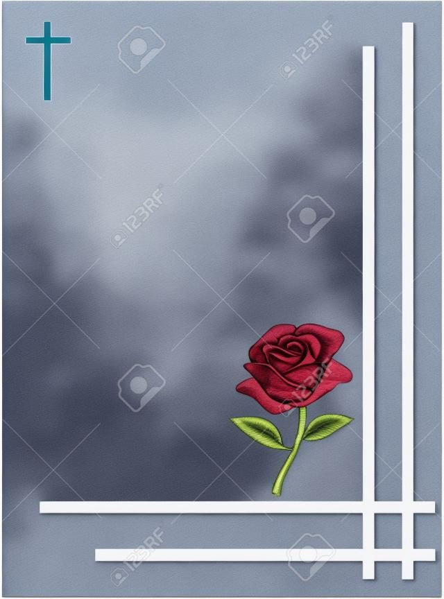 condolence card with rose to send to relatives or family with a funeral 