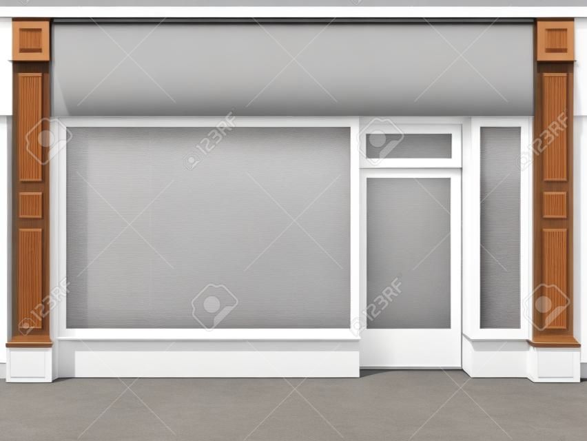 大窗户的白色的商店门面店面