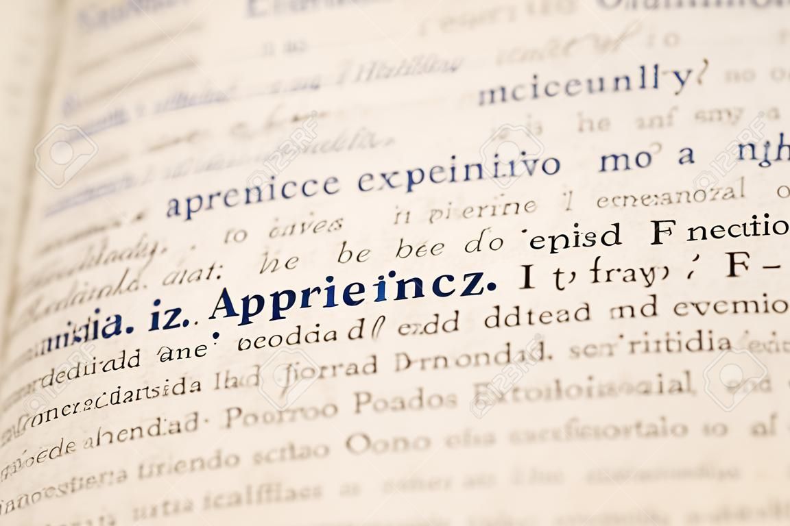 Primer plano de la palabra de diccionario de español para aprendices