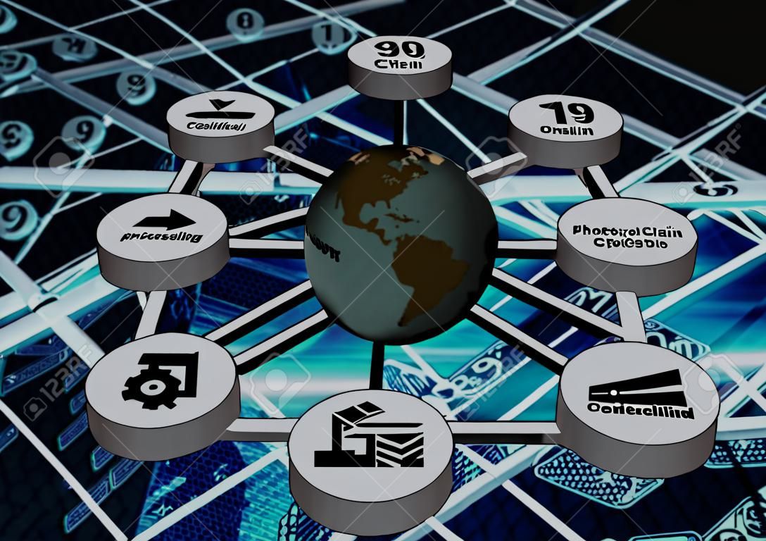 3d rendering of Supply Chain network with on background