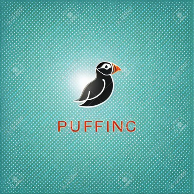 design de logotipo de vetor de contorno de pássaro de puffin
