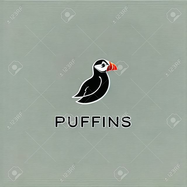 design de logotipo de vetor de contorno de pássaro de puffin