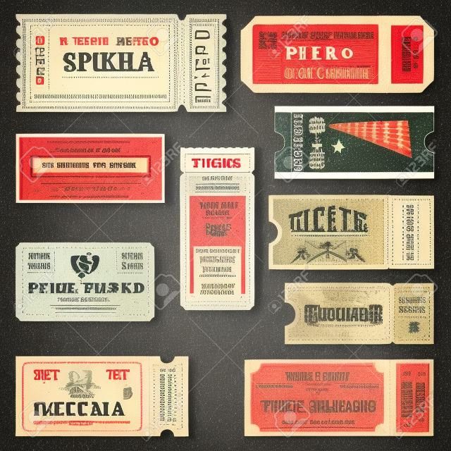 Retro-Tickets oder alte Papiercoupons für Show