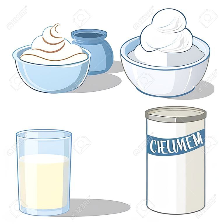 Crème glacée et crème, lait concentré ou kéfir.