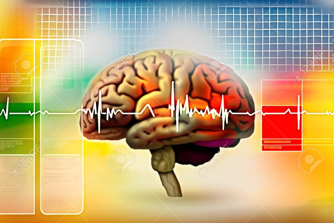 Human brain in abstract medical background