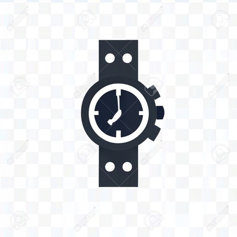 Icona trasparente dell'orologio resistente all'acqua. Design simbolo dell'orologio resistente all'acqua della collezione Nautica. Illustrazione vettoriale semplice elemento su sfondo trasparente.
