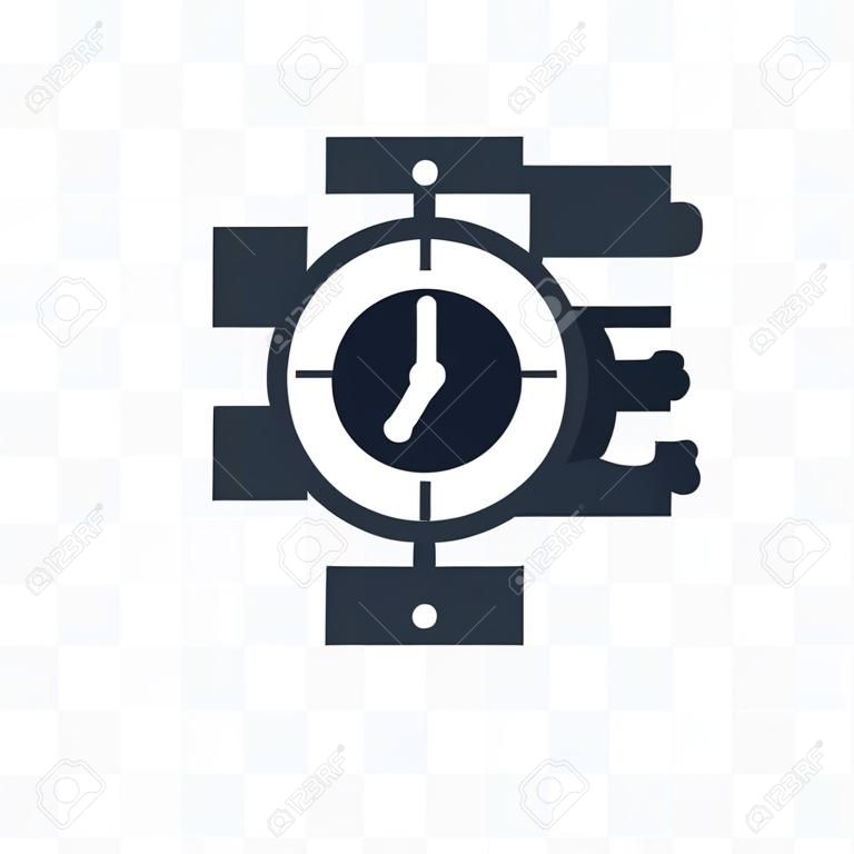 Icona trasparente dell'orologio resistente all'acqua. Design simbolo dell'orologio resistente all'acqua della collezione Nautica. Illustrazione vettoriale semplice elemento su sfondo trasparente.