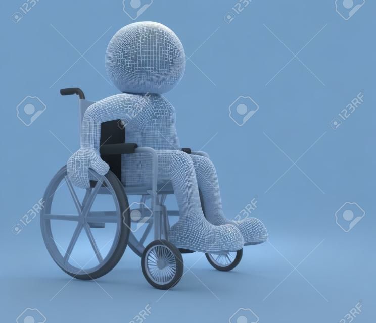 3D人物-人性人物在轮椅3D渲染插画