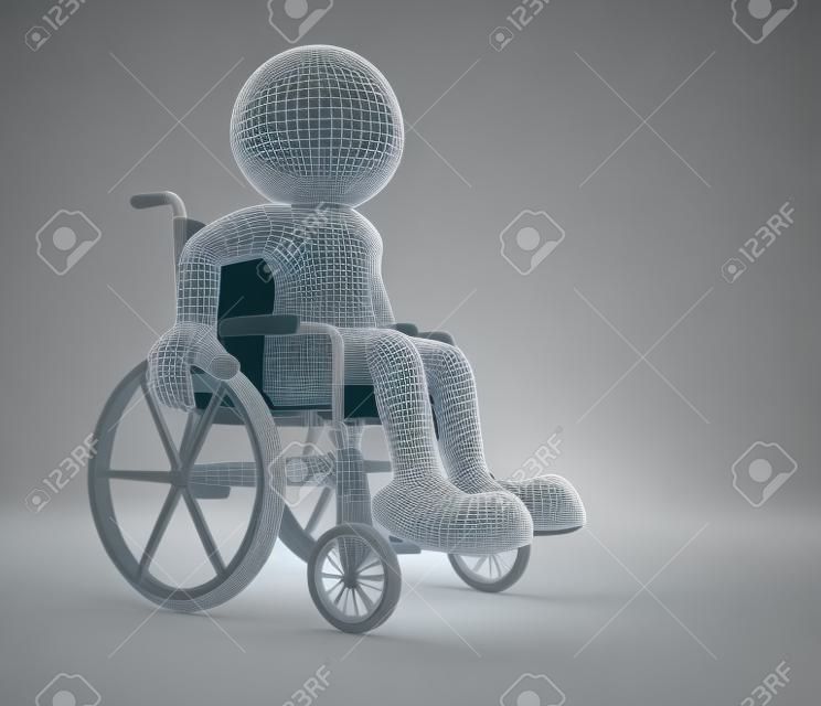 3D人物-人性人物在轮椅3D渲染插画
