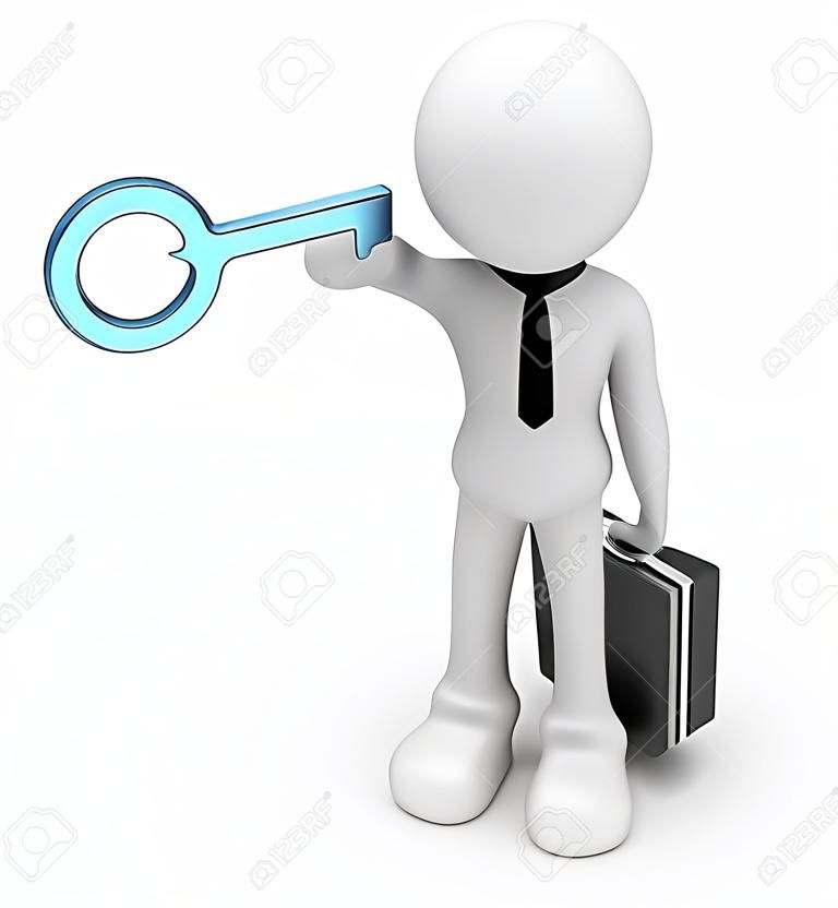 3d people - man, person with a key. Concept of success