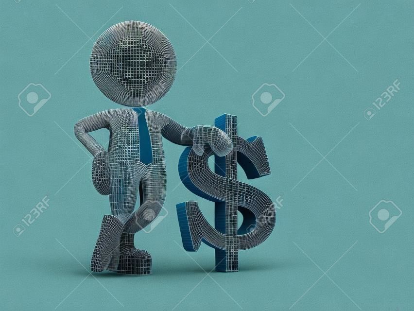 3d people - man, person with dollar symbol
