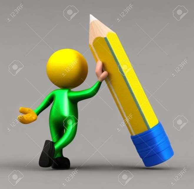 3d people - man, person with a pencil