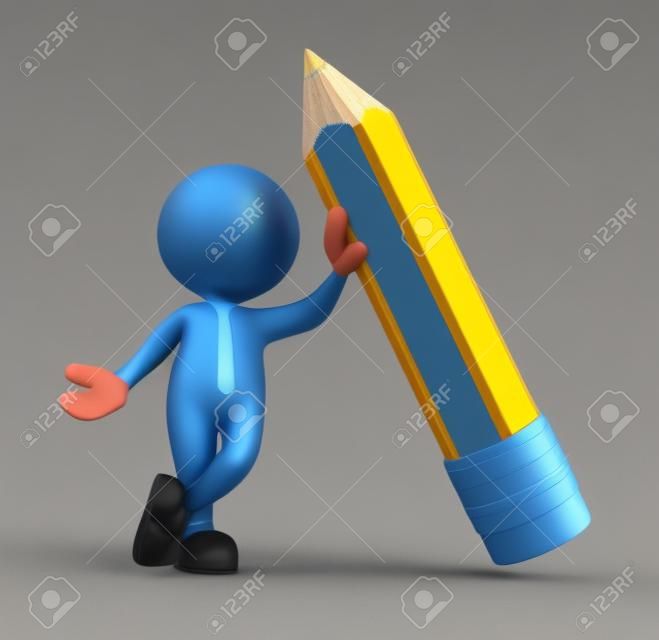 3d people - man, person with a pencil