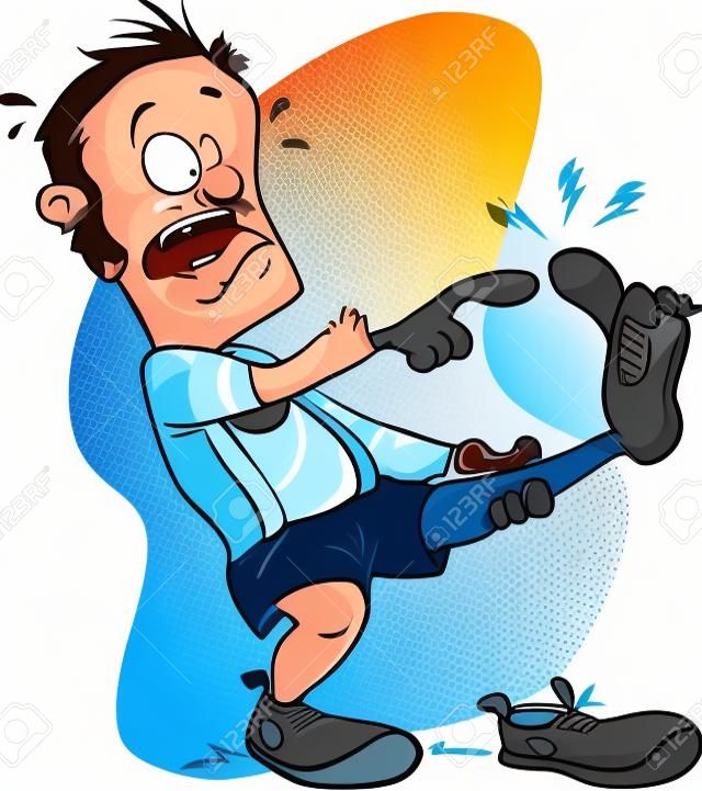 Vektor-Illustration eines Cartoon-Mann verletzt Fuß