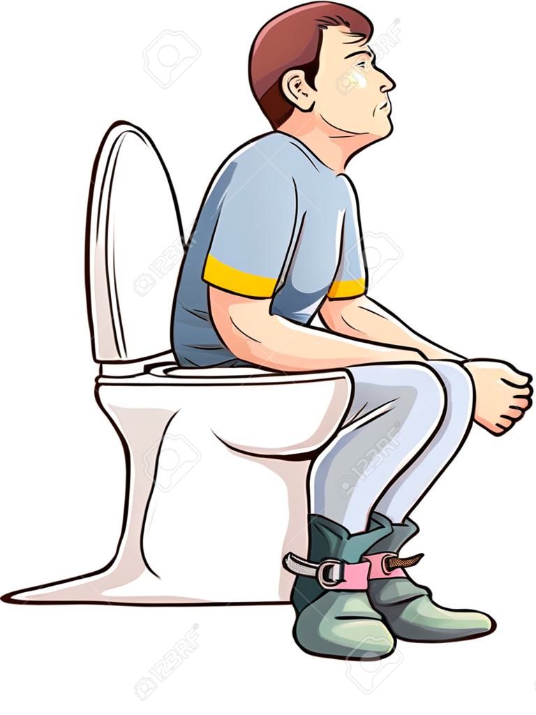 Man sitting on toilet vector illustration
