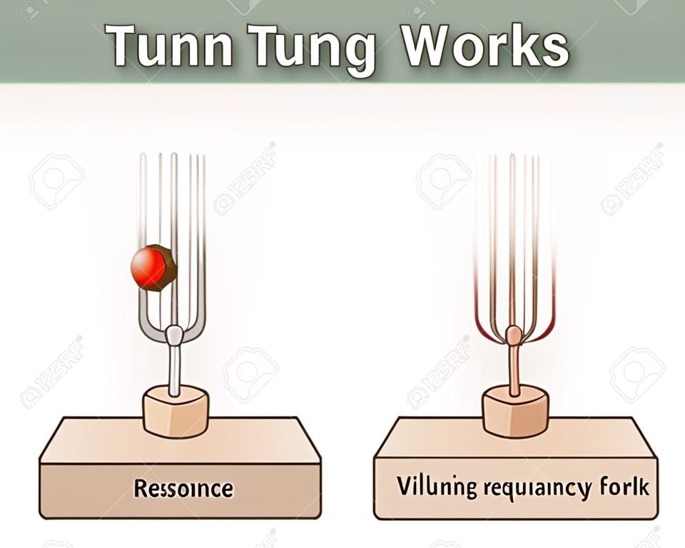 tuning Fork resonance experiment. When one tuning fork is struck, the other tuning fork of the same frequency will also vibrate in resonance