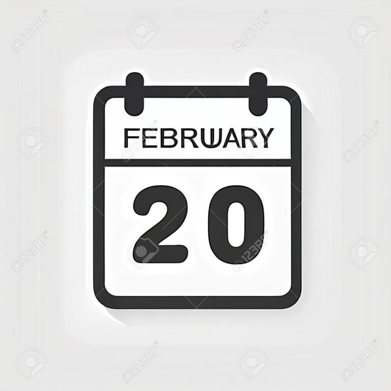 Icon page calendar day - 2 February. 2th days of the month, vector illustration flat style. Date day of week Sunday, Monday, Tuesday, Wednesday, Thursday, Friday, Saturday. Winter holidays in February