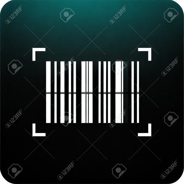 Icono de escaneo de código de barras sobre fondo negro.