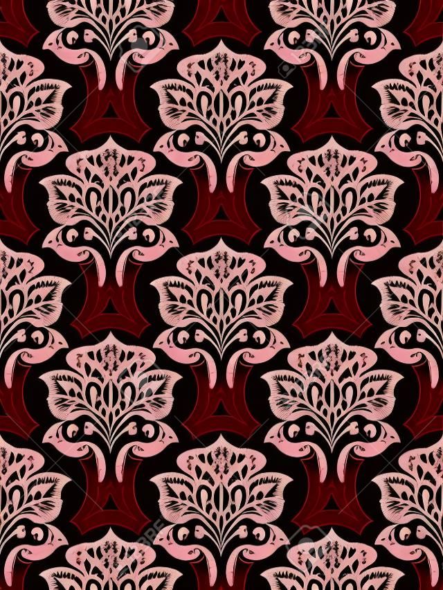 Vector colorful damask seamless floral pattern background. Color trend burgundy. Elegant luxury texture for wallpapers, backgrounds and page fill
