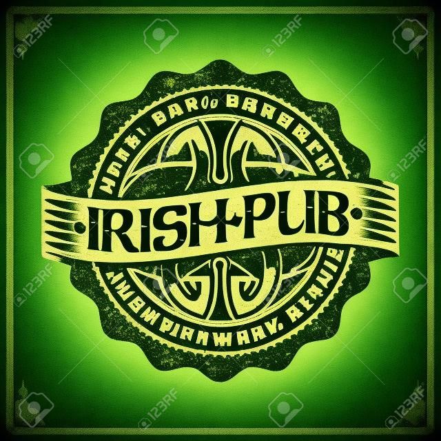 Craft beer brewery logo on vintage green chalkboard background. Template for bar or pub.