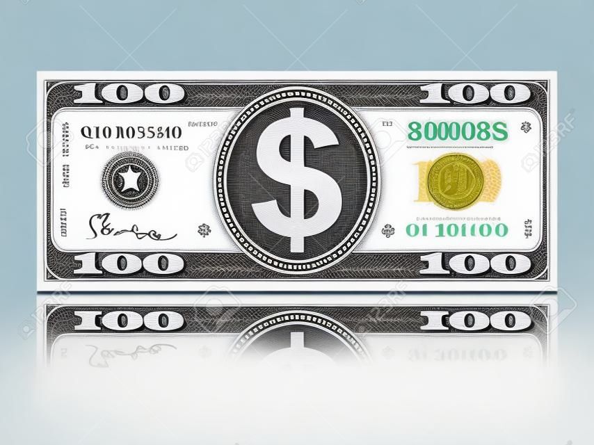 dollar with reflection on white background, vector EPS 8