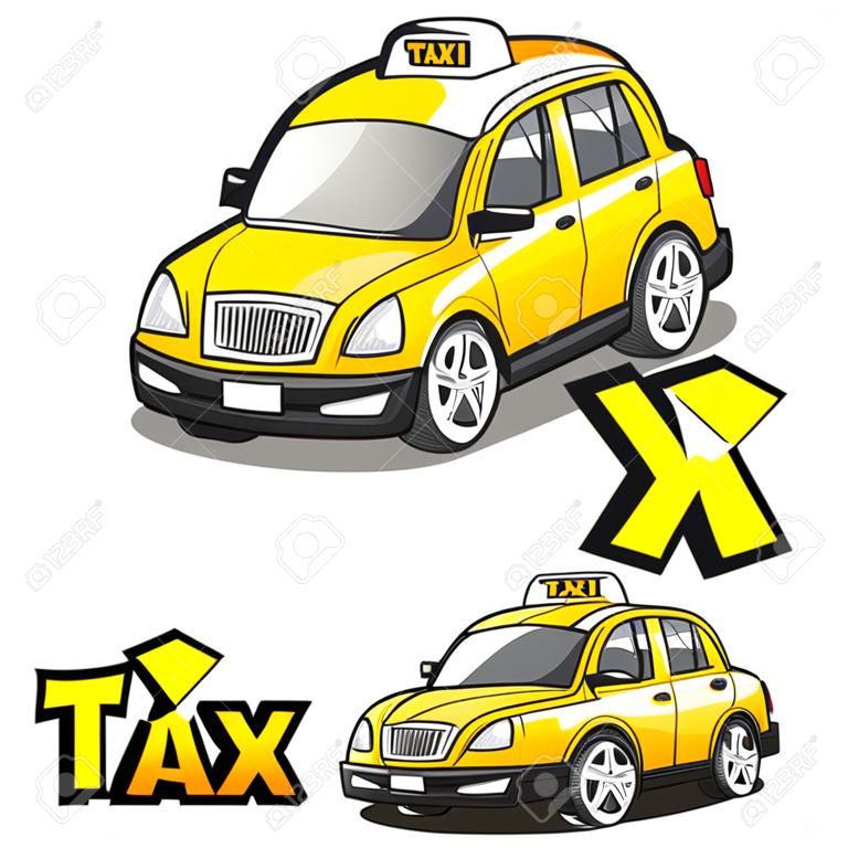 Logotipo do vetor dos desenhos animados do carro de táxi