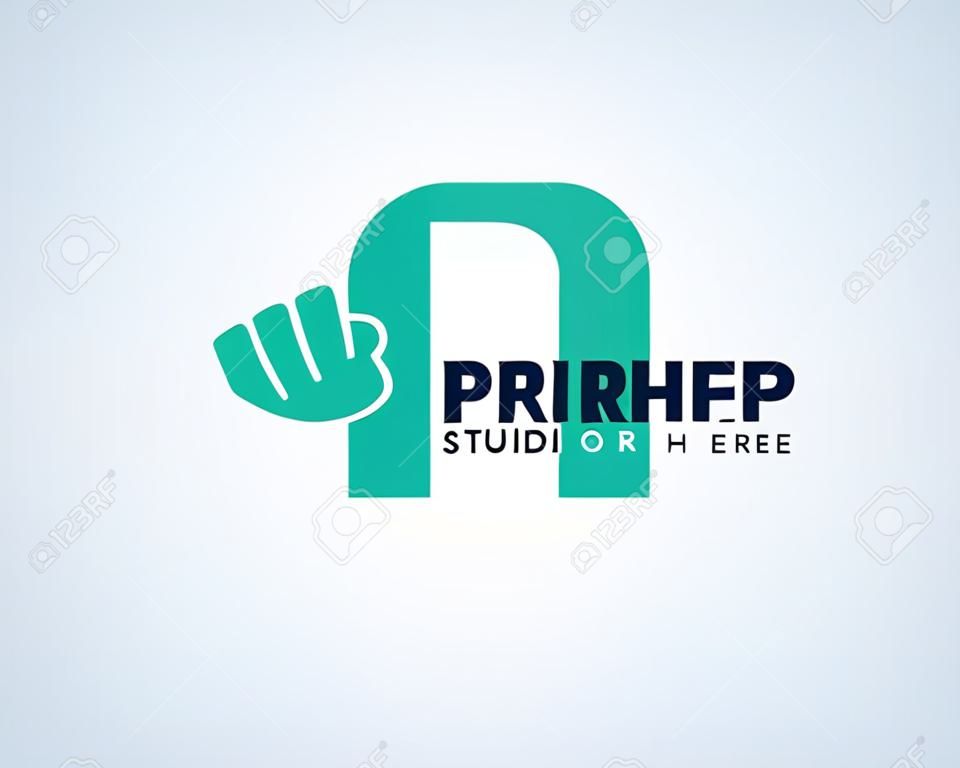 Partnership Abstract Vector Logo Template. Hand Shake Incorporated in Letter P Concept. Geïsoleerd.