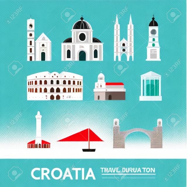 Croatia travel destination vector illustration.