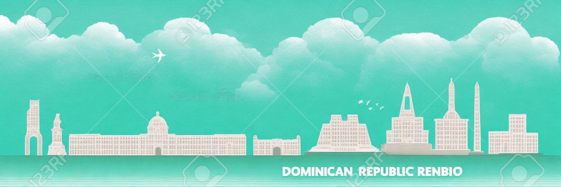 Dominican Republic  travel destination grand vector illustration.