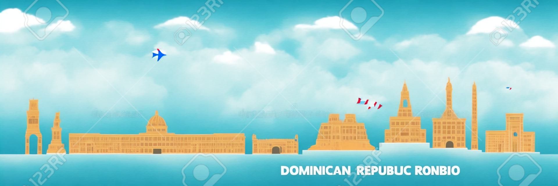 Dominican Republic  travel destination grand vector illustration.