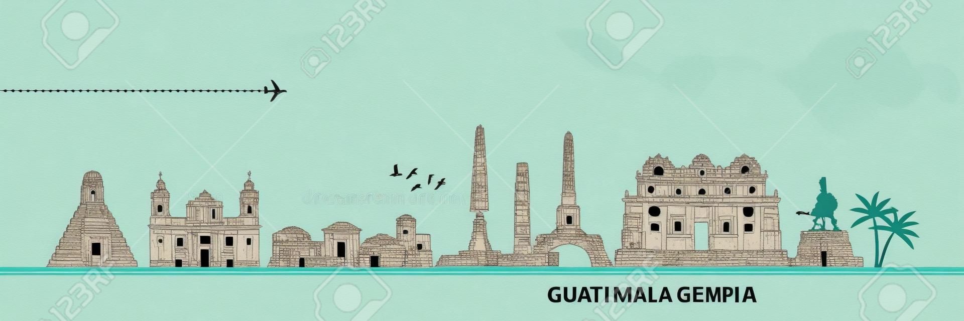 Guatemala travel destination grand vector illustration.