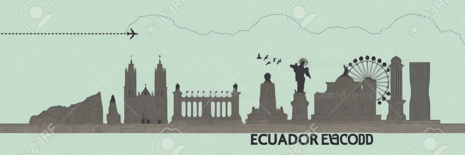 Ecuador travel destination grand vector illustration.