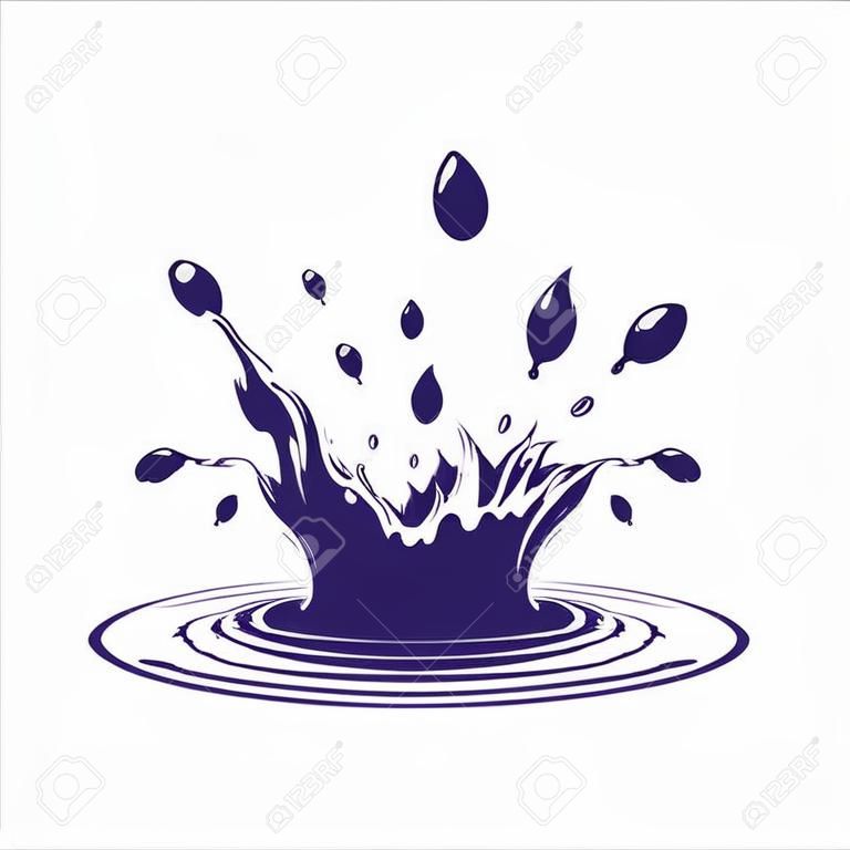 Splash of water. Splash on a white background. Vector illustration.