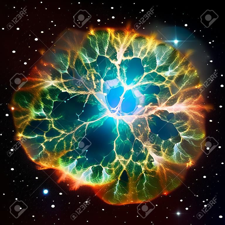 蟹狀星雲 - 金牛星座它的一顆超新星在1054年其核心的殘餘部分是一個強大的脈衝星的中子星潤飾和清理版本原始圖像由美國宇航局STScI的