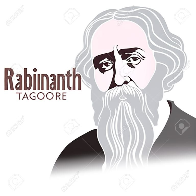 Vector Illustration of Rabindranath Tagore a poet and socialist from Bengal
