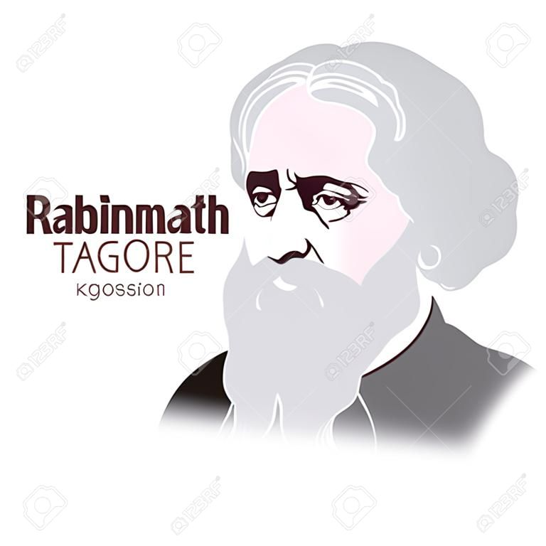 Vector Illustration of Rabindranath Tagore a poet and socialist from Bengal