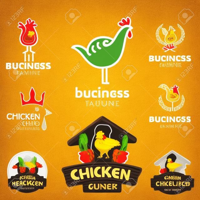 Set di logo a tema pollo nel settore alimentare