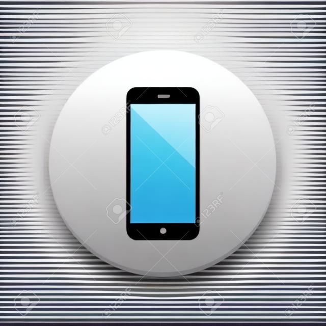 Smartphone flat icon with blank display. Vector icon of a cellphone in flat style with empty screen and long shadow. Modern mobile phone vector icon.