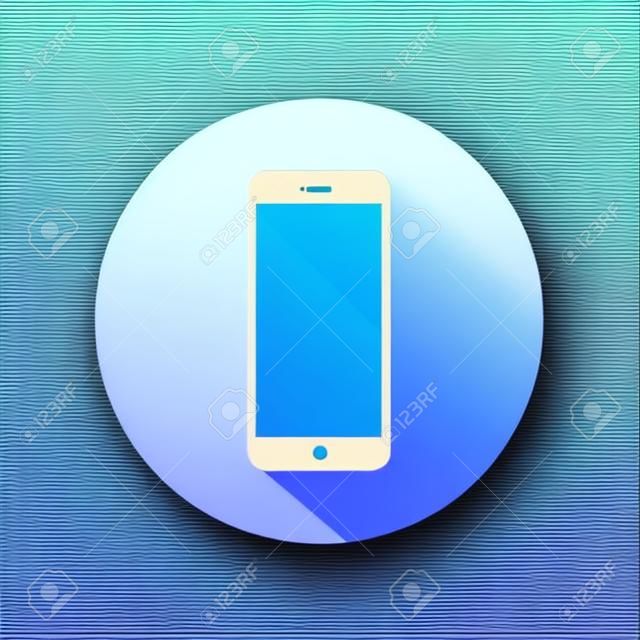 빈 디스플레이와 스마트 폰 평면 아이콘입니다. 빈 화면과 긴 그림자와 함께 플랫 스타일로 휴대폰의 벡터 아이콘입니다. 현대 휴대 전화 벡터 아이콘입니다.