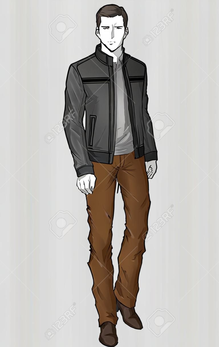 Gray jacket and brown pants for men 