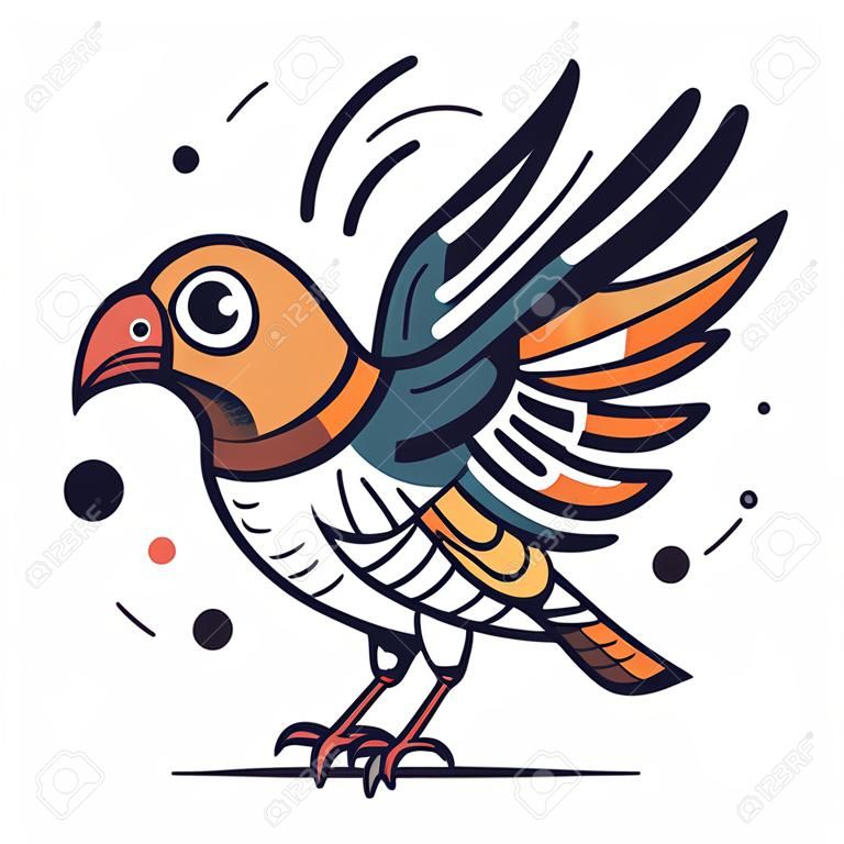 Illustration of a pheasant with wings spread. Vector illustration.