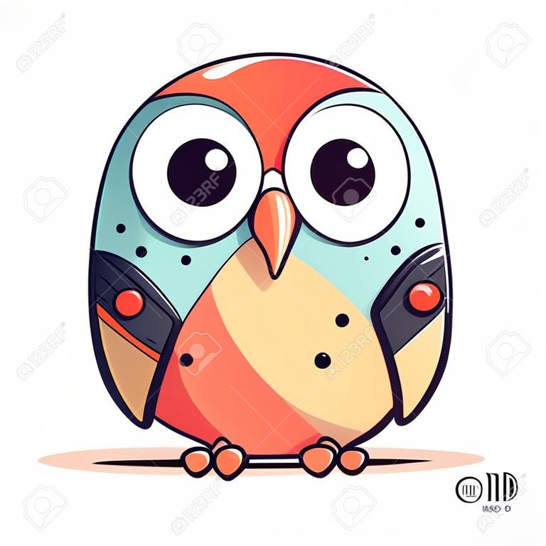 Cute cartoon owl. Vector illustration isolated on a white background.