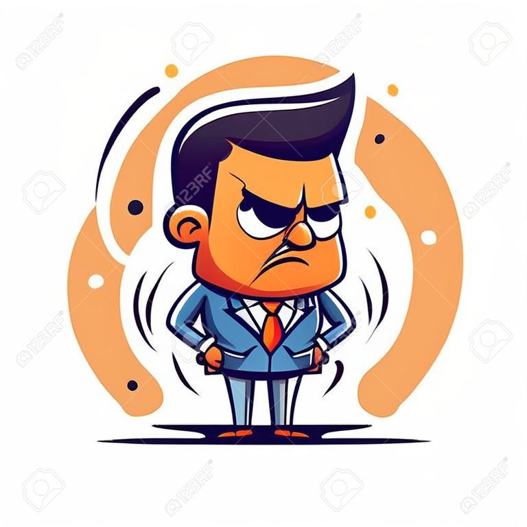 Angry businessman cartoon character. Vector illustration in a flat style.