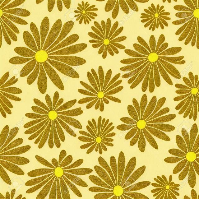 Gold Flower Floral Textile Repeat Pattern Background