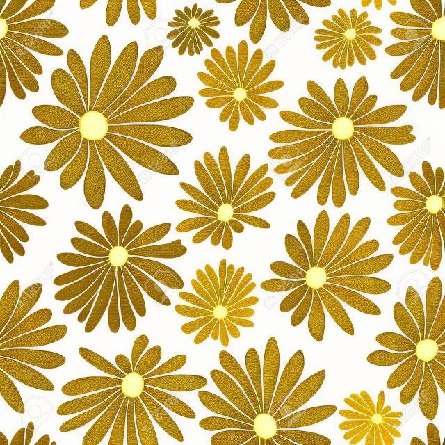 Gold Flower Floral Textile Repeat Pattern Background